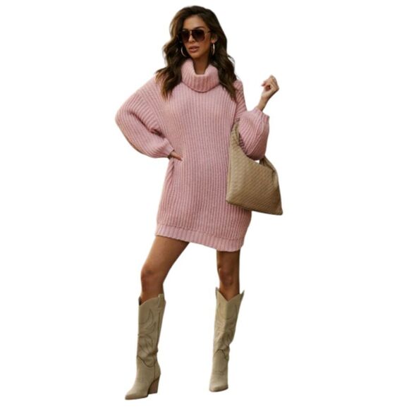 VICI MilliganSoft Pink Oversized Turtleneck Sweater Size Large - Picture 1 of 8